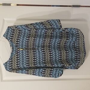 DB Established 1962 Blue 3/4 Sleeve,1/4 Zip Blouse